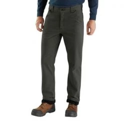Carhartt Pants Men's Rugged Flex Canvas Flannel-Lined Utility Work Pant